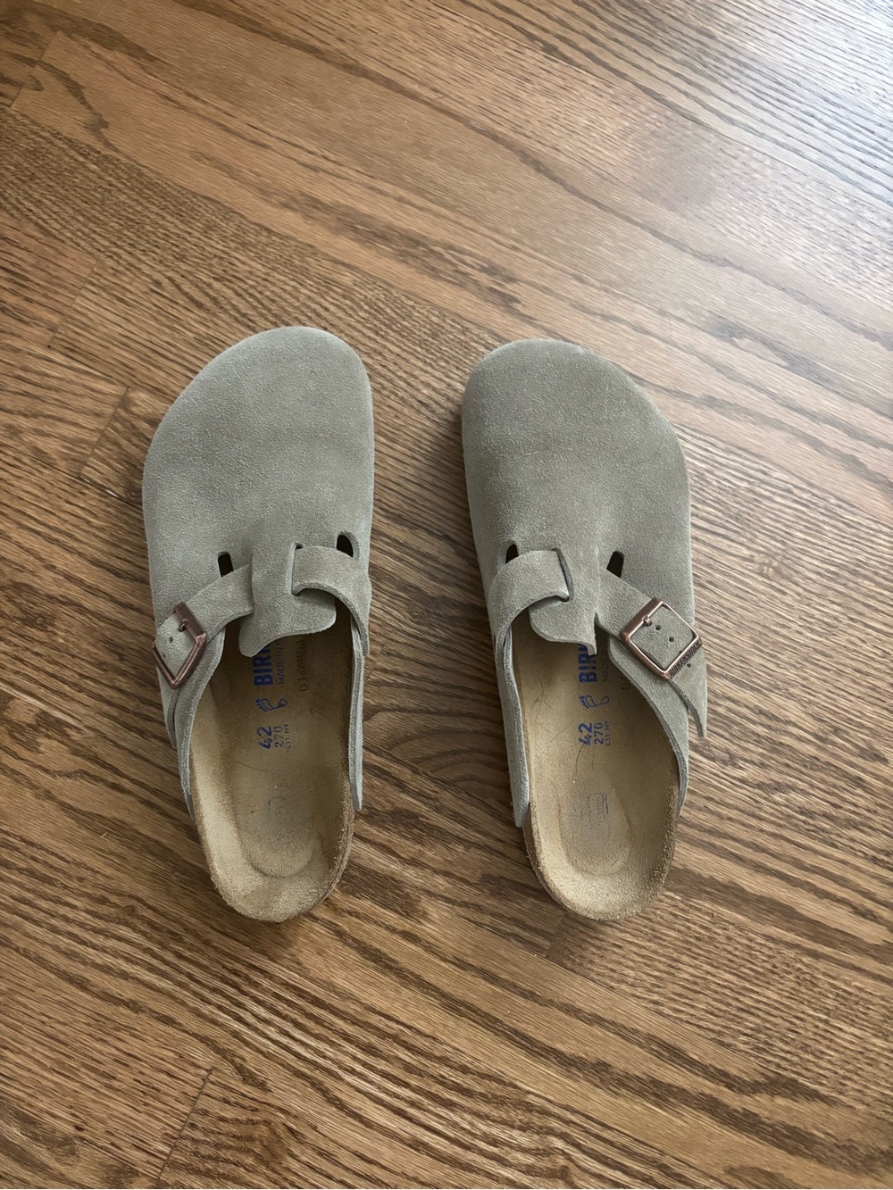 Birkenstock Men's Suede Slip-On Clog in Light Taupe